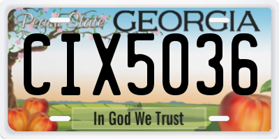 GA license plate CIX5036