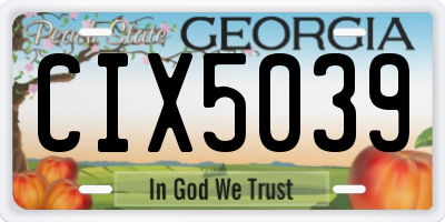 GA license plate CIX5039
