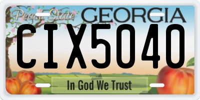 GA license plate CIX5040