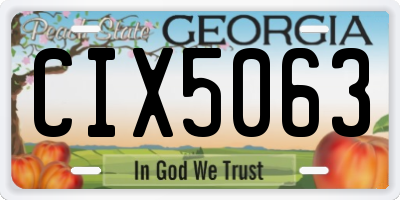 GA license plate CIX5063