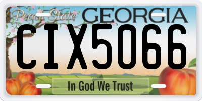 GA license plate CIX5066