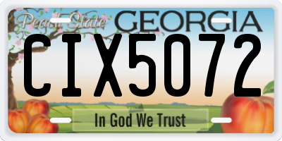 GA license plate CIX5072