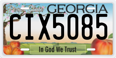 GA license plate CIX5085