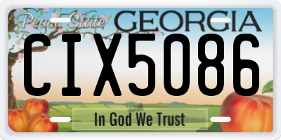GA license plate CIX5086