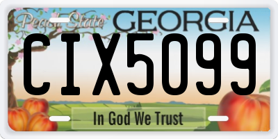 GA license plate CIX5099
