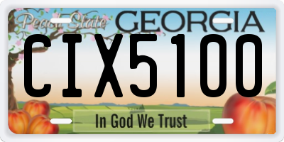 GA license plate CIX5100