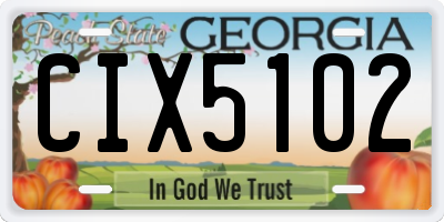 GA license plate CIX5102