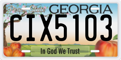 GA license plate CIX5103