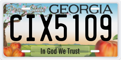 GA license plate CIX5109