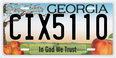 GA license plate CIX5110