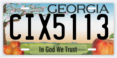 GA license plate CIX5113
