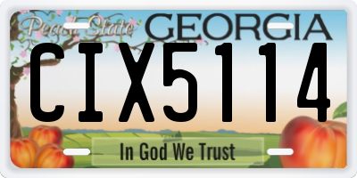 GA license plate CIX5114