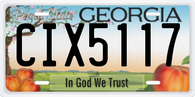 GA license plate CIX5117