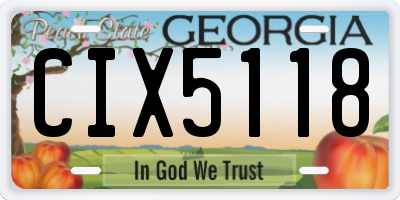 GA license plate CIX5118