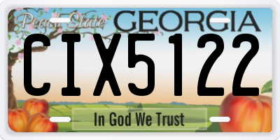 GA license plate CIX5122