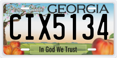 GA license plate CIX5134
