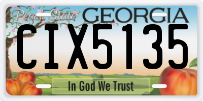GA license plate CIX5135