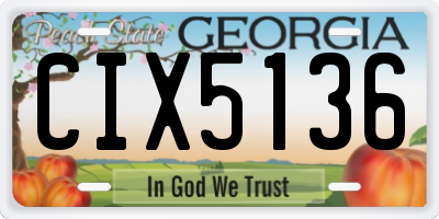 GA license plate CIX5136