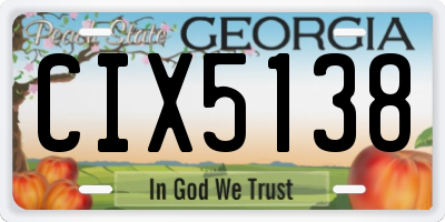 GA license plate CIX5138