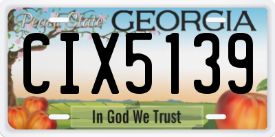 GA license plate CIX5139