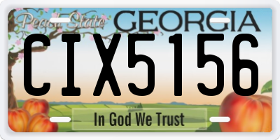 GA license plate CIX5156