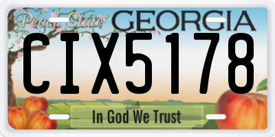 GA license plate CIX5178