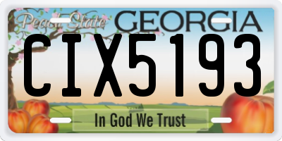 GA license plate CIX5193