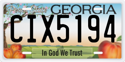 GA license plate CIX5194