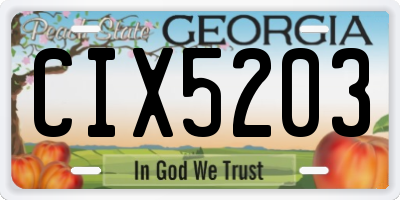 GA license plate CIX5203