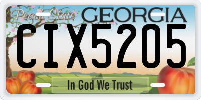GA license plate CIX5205