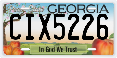 GA license plate CIX5226