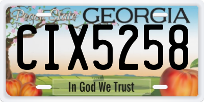 GA license plate CIX5258
