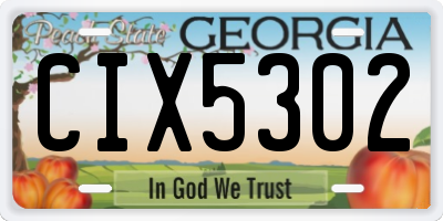 GA license plate CIX5302