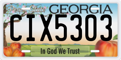 GA license plate CIX5303
