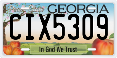 GA license plate CIX5309