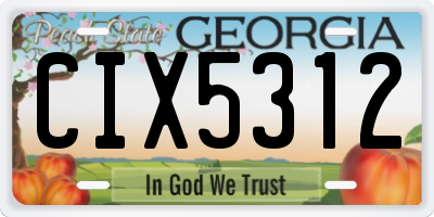 GA license plate CIX5312
