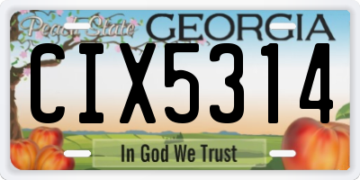 GA license plate CIX5314