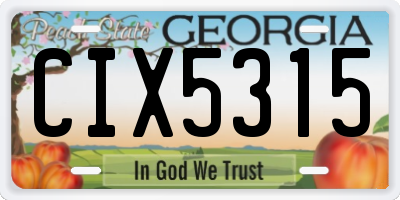 GA license plate CIX5315