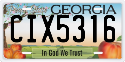 GA license plate CIX5316