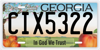 GA license plate CIX5322