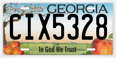 GA license plate CIX5328