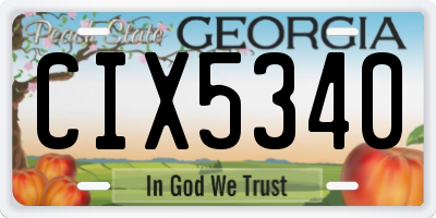 GA license plate CIX5340
