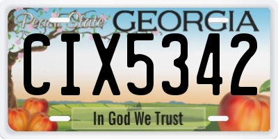 GA license plate CIX5342