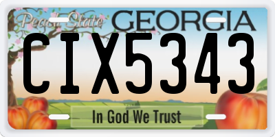 GA license plate CIX5343