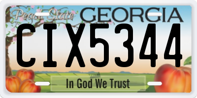 GA license plate CIX5344