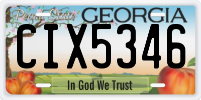 GA license plate CIX5346