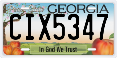 GA license plate CIX5347