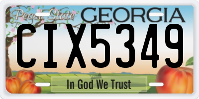 GA license plate CIX5349