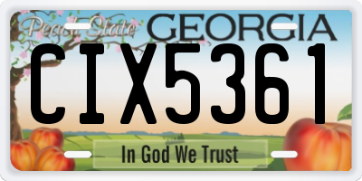 GA license plate CIX5361