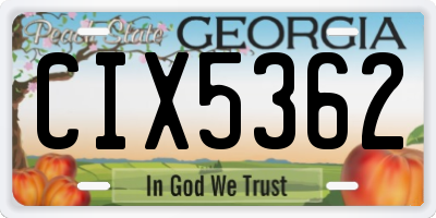 GA license plate CIX5362